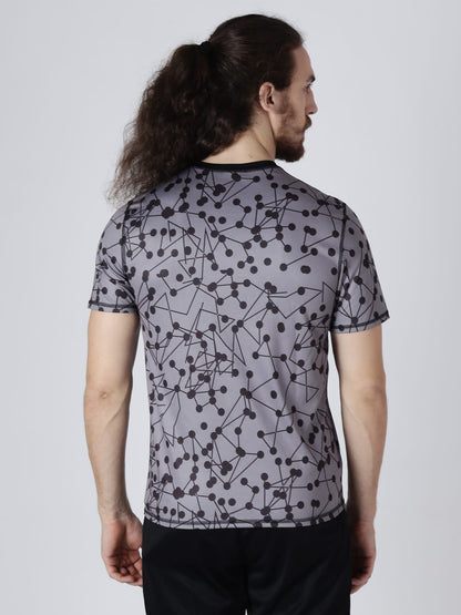 Alcis Men Taupe & Black Printed Round Neck Outdoor Reversible T-shirt