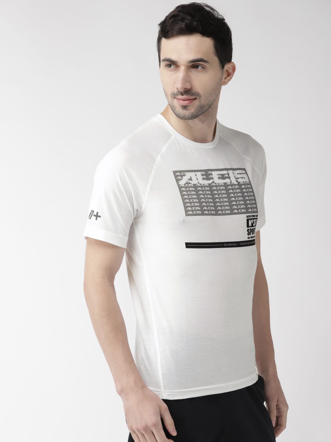 Alcis Men White Printed Round Neck T-shirt