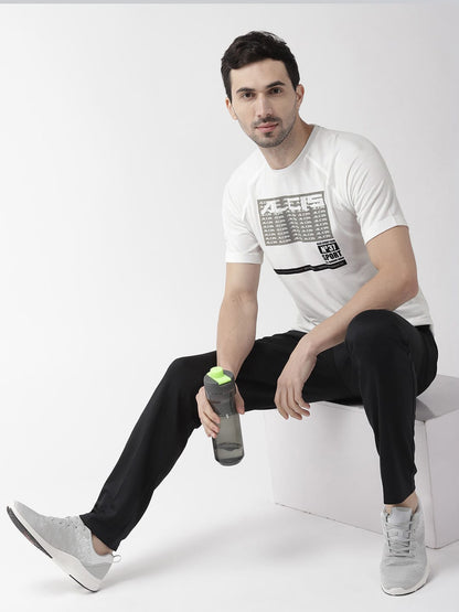 Alcis Men White Printed Round Neck T-shirt