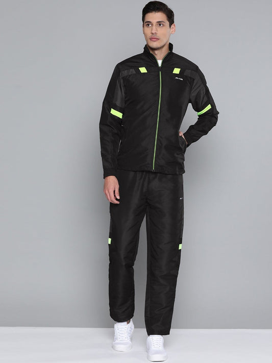Alcis Men Color Blocked Black Track Suit