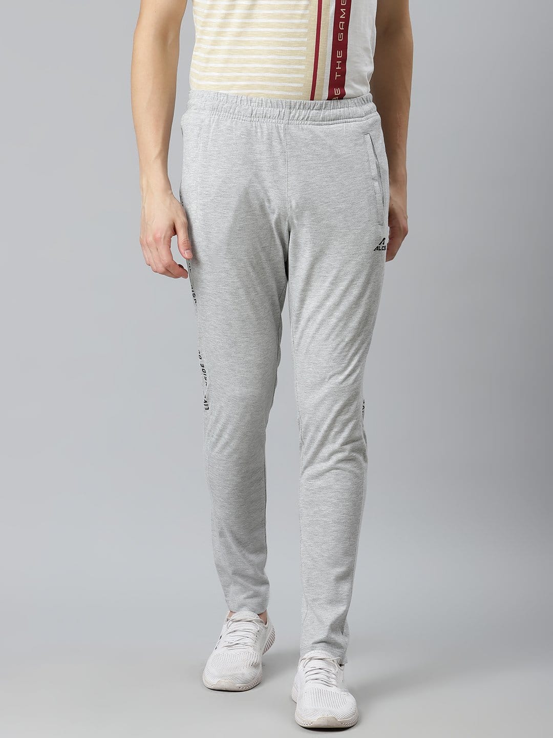 Alcis Men Grey Melange Solid Track Pants