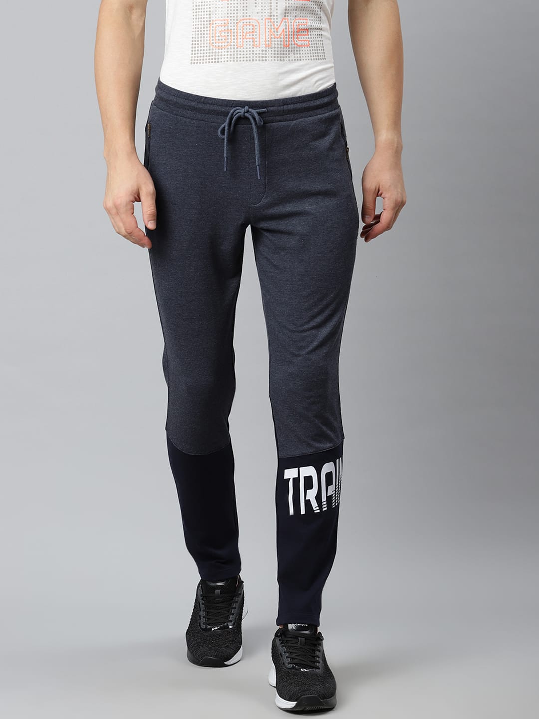 Alcis Men Navy Blue Slim Fit Solid Track Pants