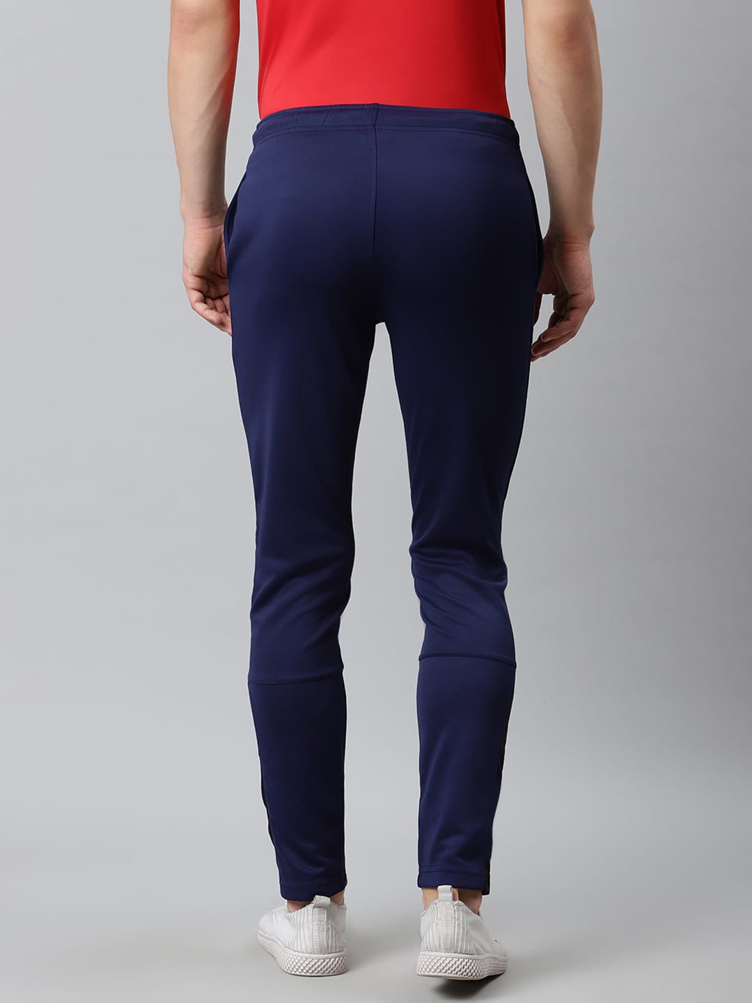 Alcis Men Navy Blue Solid Slim Fit Mid-Rise Track Pants