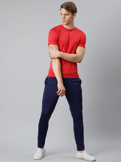 Alcis Men Navy Blue Solid Slim Fit Mid-Rise Track Pants