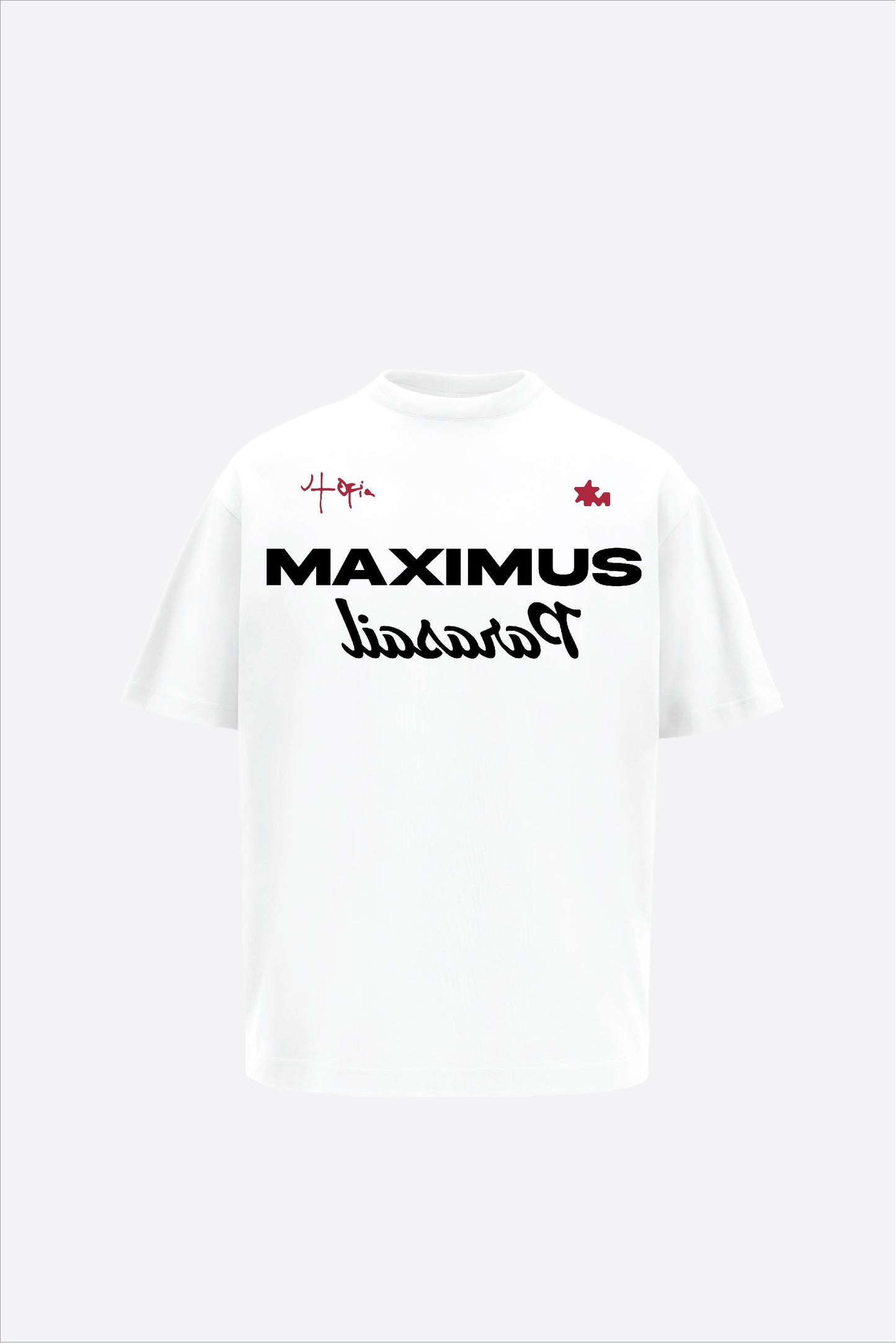 Maximus Printed White Oversized T-Shirt Main Character