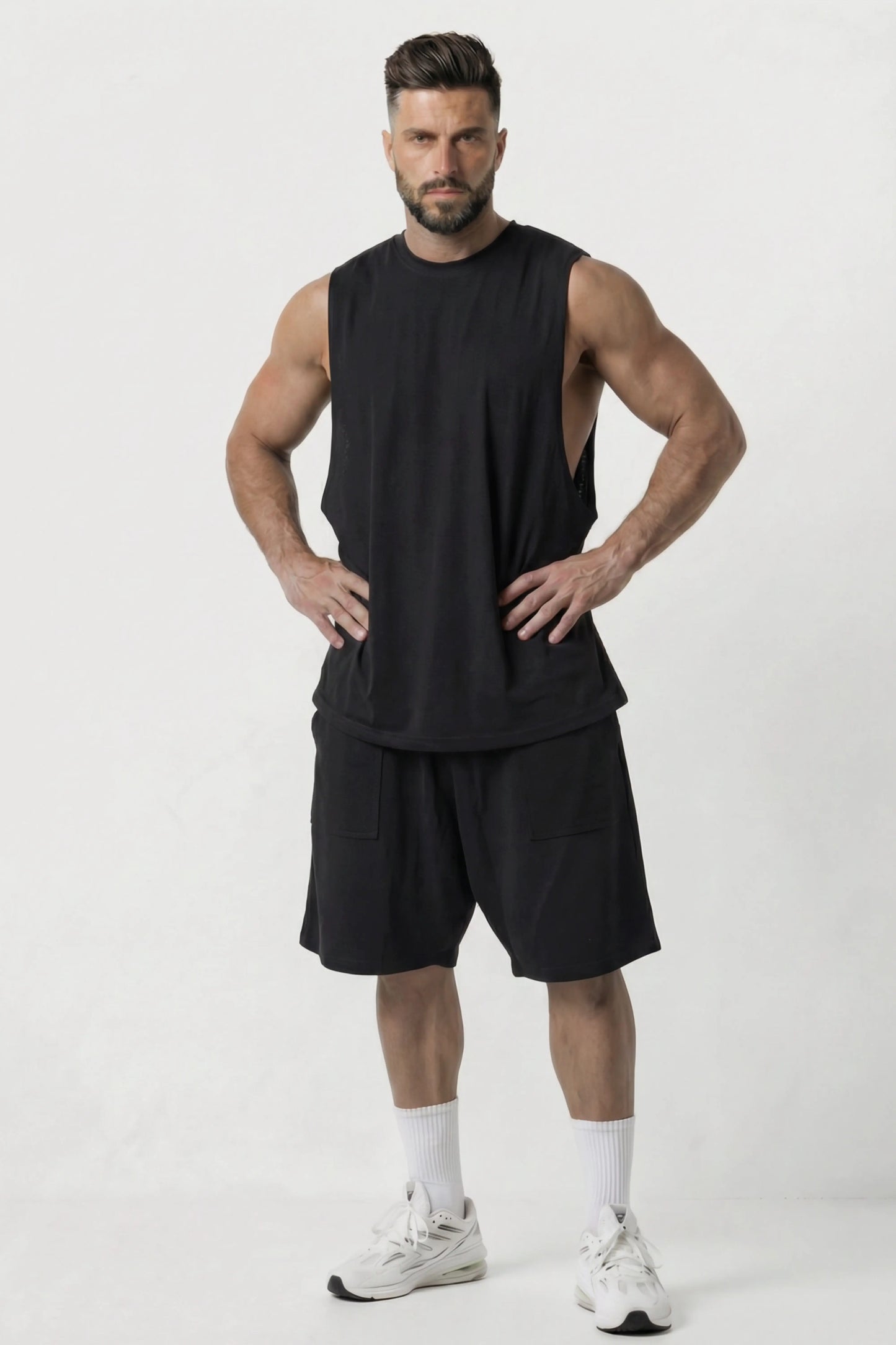 Men’s Black loosefit fit bamboo cotton shorts