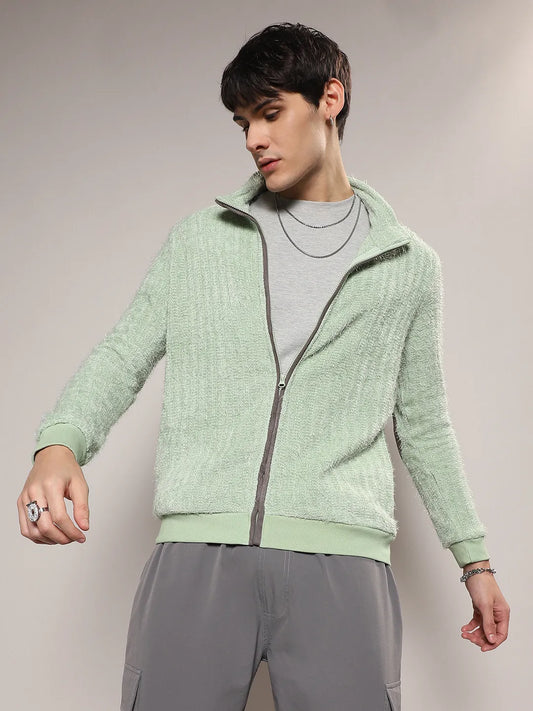 Self-Design Striped Knitted Jacket