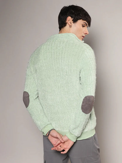 Self-Design Striped Knitted Jacket