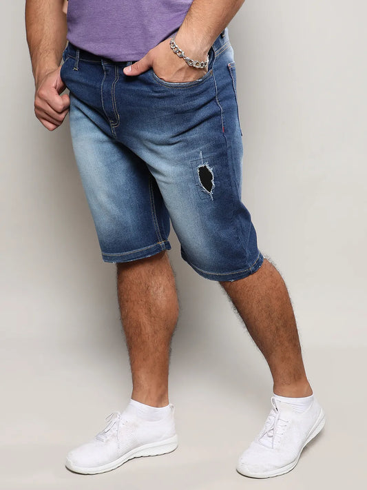 Solid Torn Stylish Denim Short