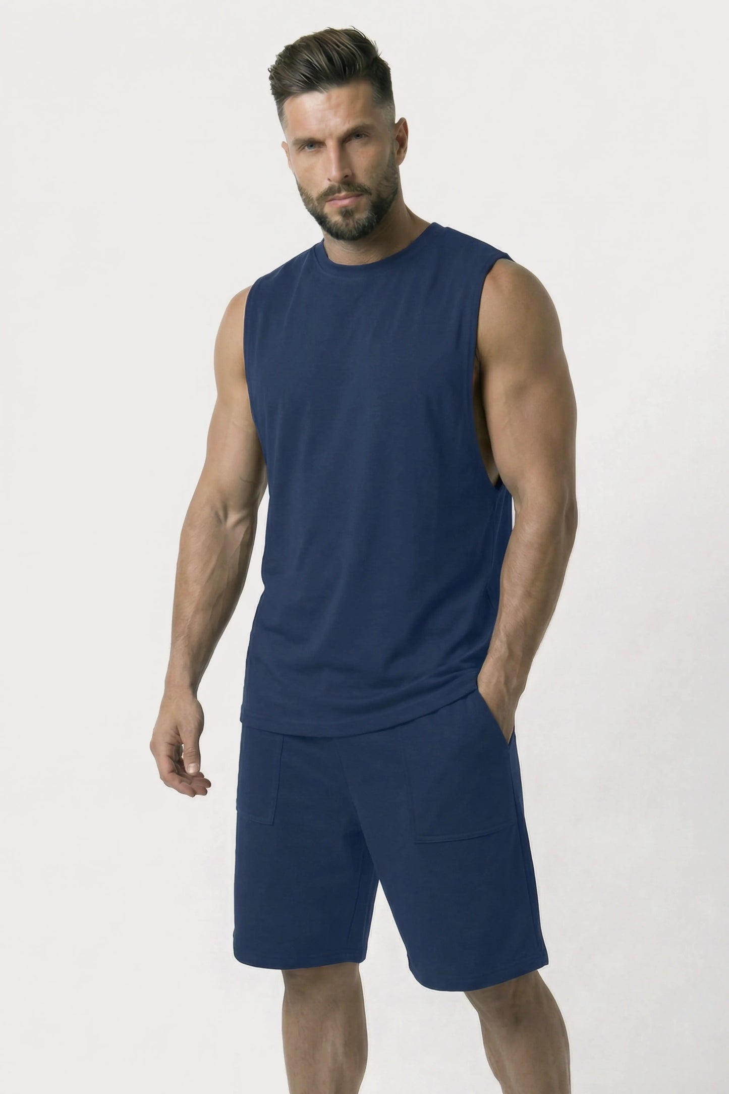 Men’s Blue loosefit fit bamboo cotton shorts