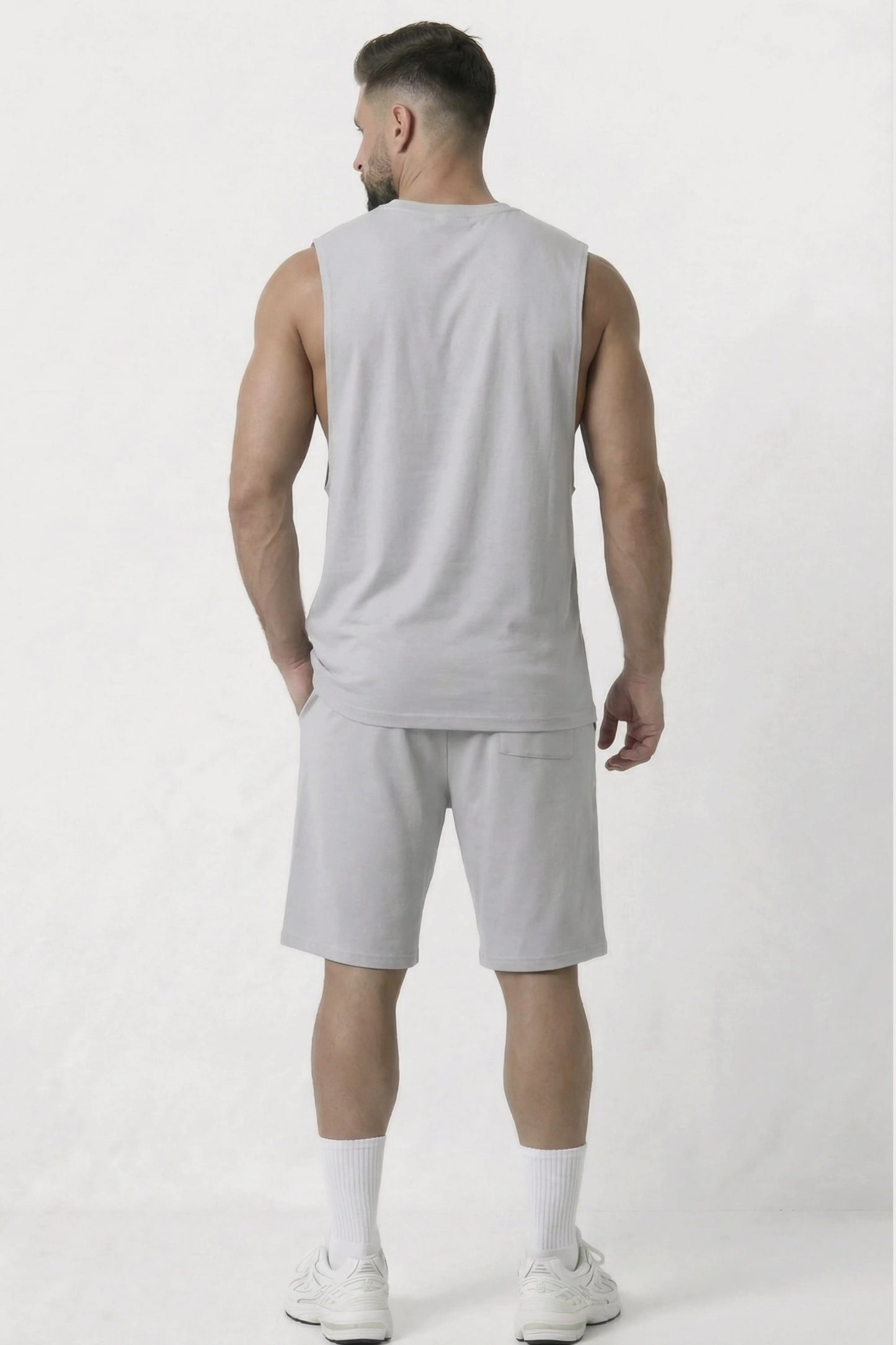 Men’s grey dropped armhole bamboo cotton tank