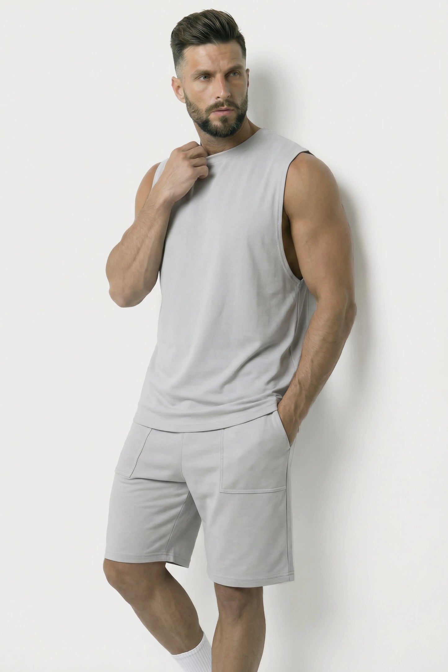 Men’s grey loosefit fit bamboo cotton shorts