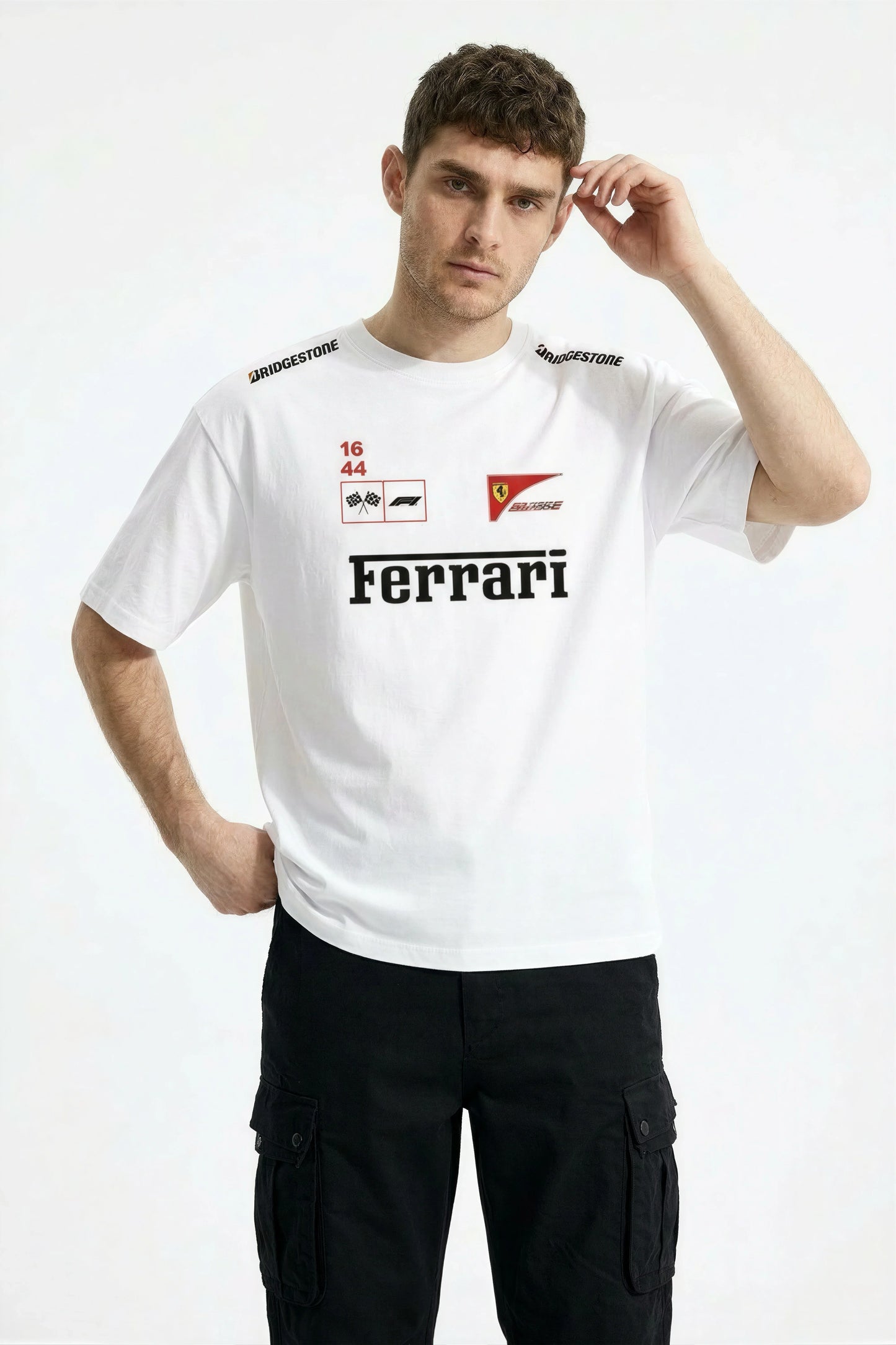 Men's White Ferrari Oversized T-Shirt