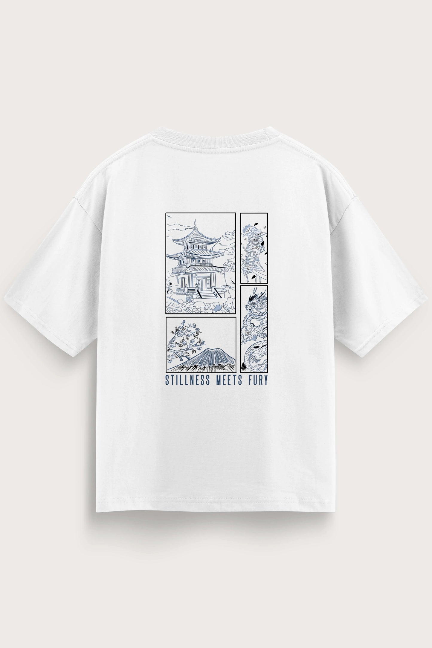Men oversized white tshirt fury back