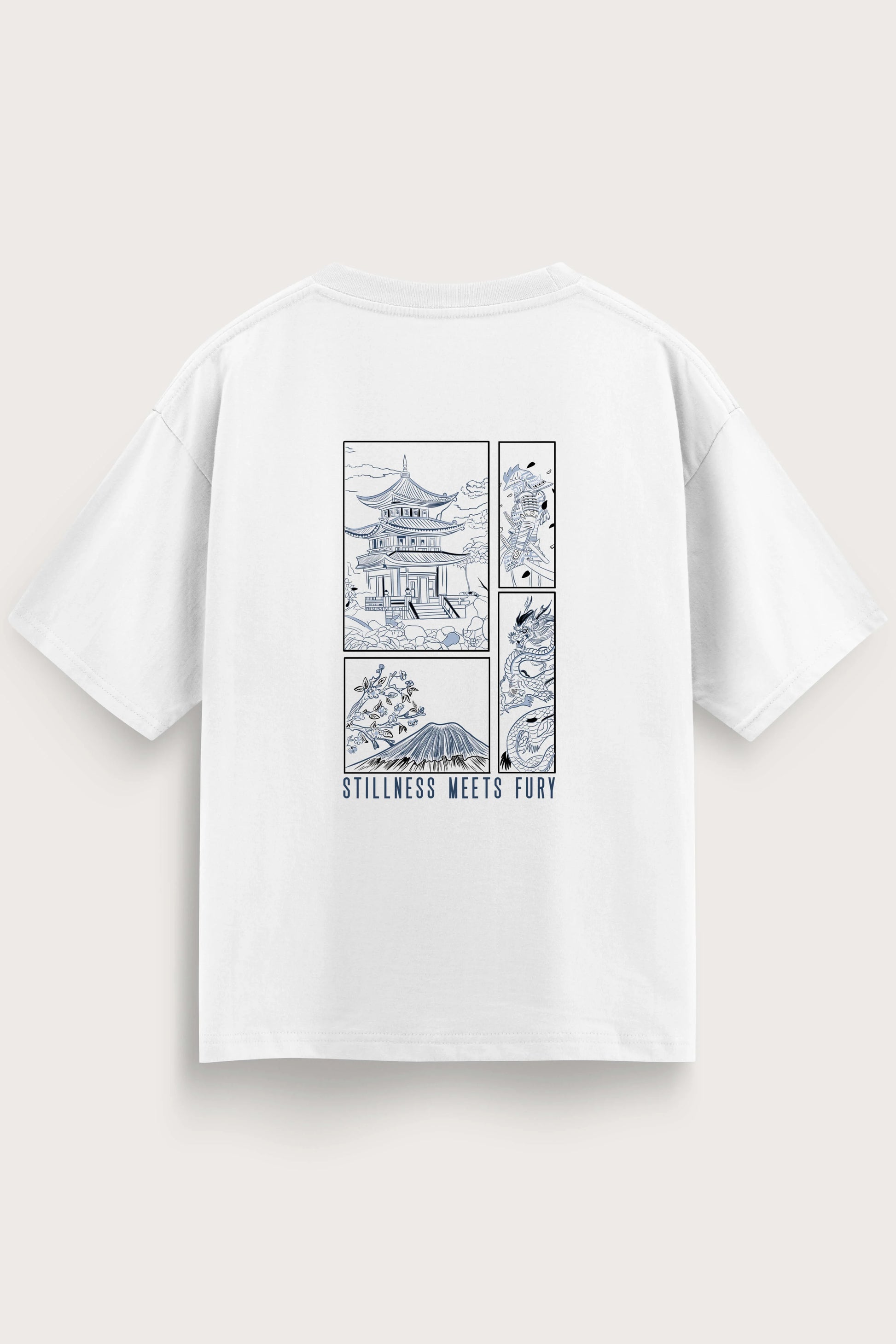 Men oversized white tshirt fury back