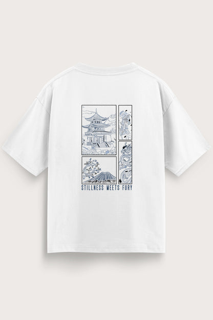 Men oversized white tshirt fury back