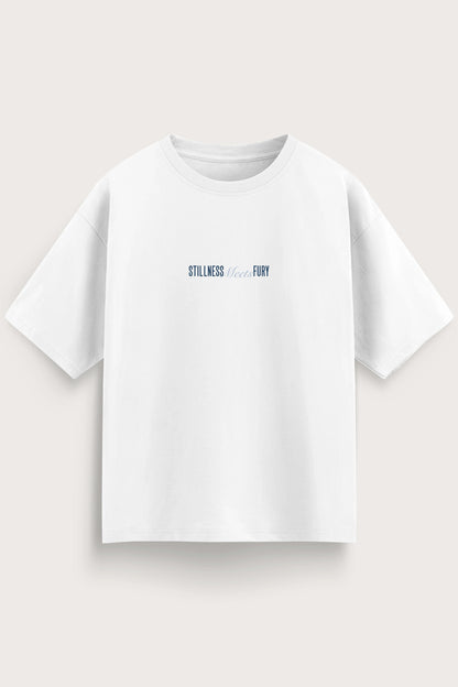Men oversized white tshirt fury front