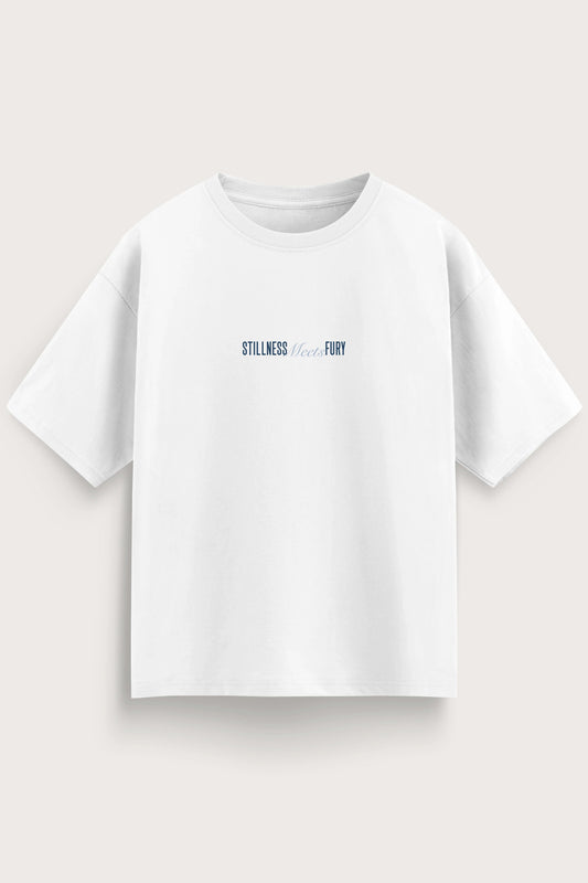 Men oversized white tshirt fury front