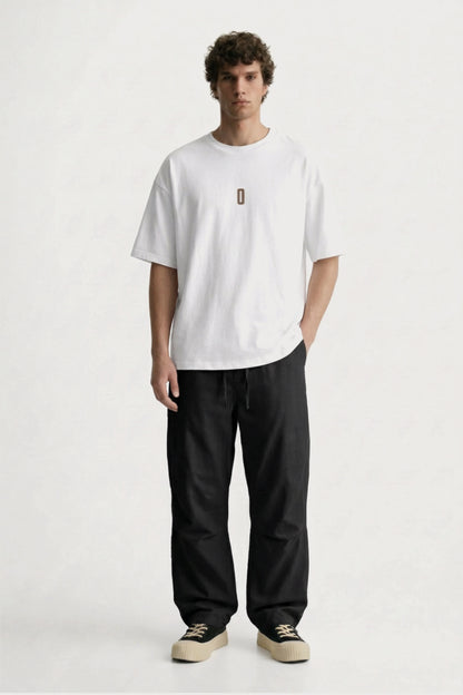 Men’s black loosefit twill cotton joggers