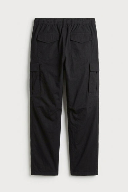 Men’s black loosefit twill cotton cargo pants