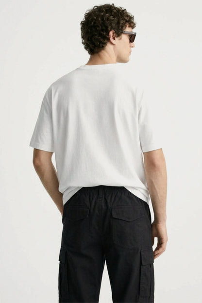 Men’s black loosefit twill cotton cargo pants