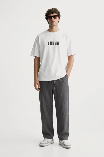 Men’s charcoal loosefit twill cotton joggers