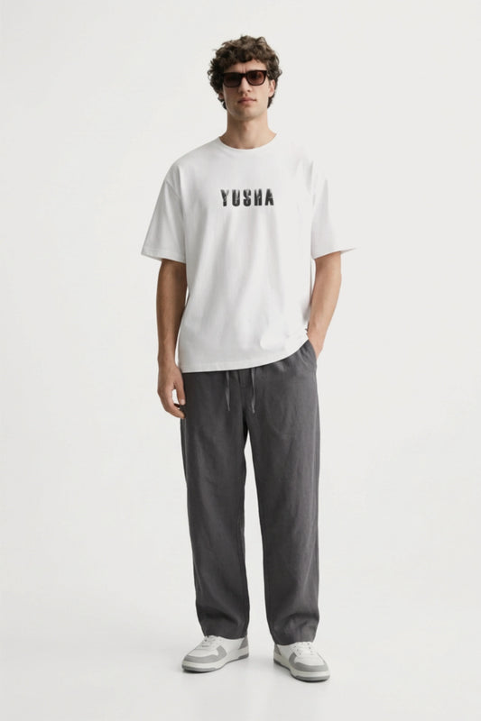 Men’s charcoal loosefit twill cotton joggers