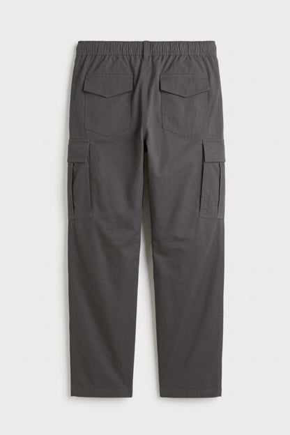 Men’s charcoal loosefit twill cotton cargo pants