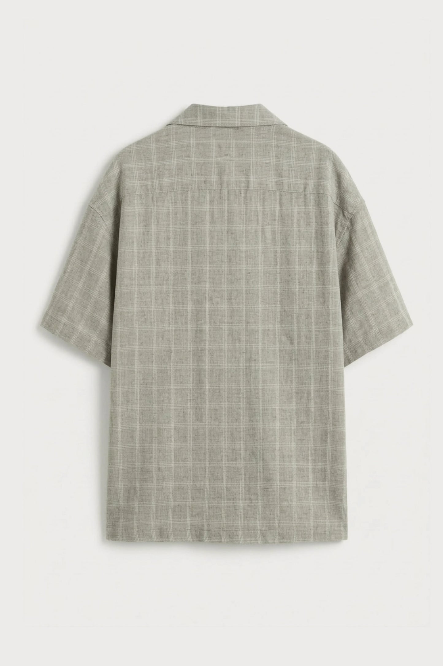 Men’s grey checked loosefit camp collar cotton shirt