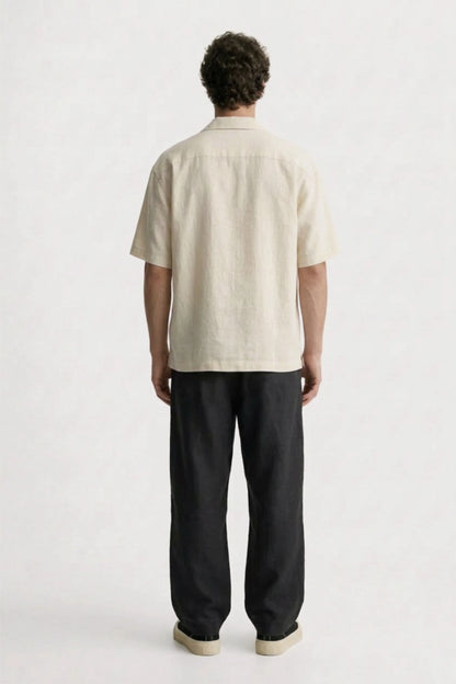 Men’s off white loosefit camp collar cotton shirt