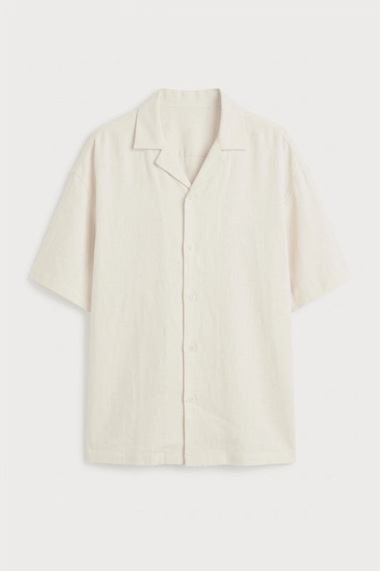 Men’s off white loosefit camp collar cotton shirt