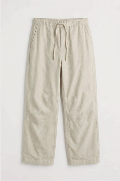 Men’s off white loosefit twill cotton joggers