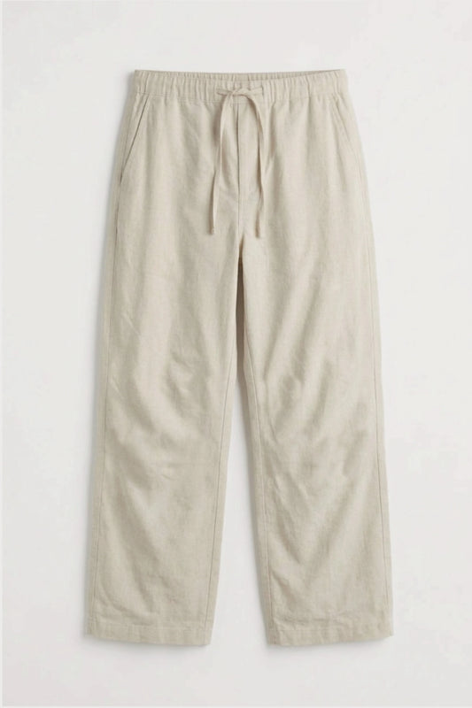 Men’s off white loosefit twill cotton joggers