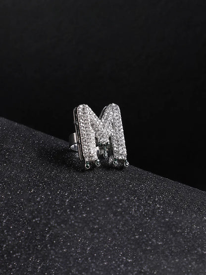 Bling M Alphabet Ring - Silver