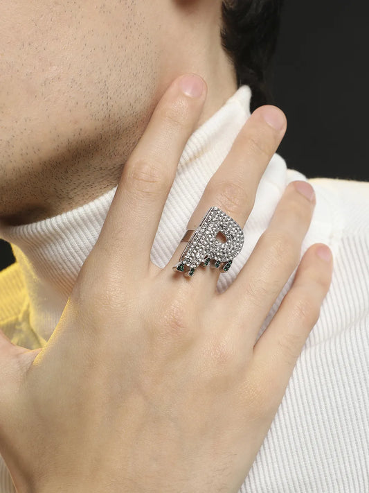 Bling P Alphabet Ring - Silver