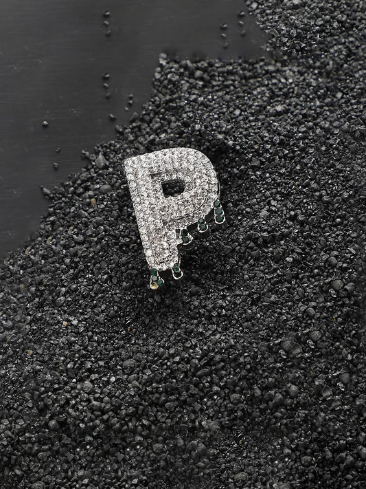 Bling P Alphabet Ring - Silver