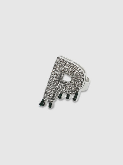 Bling P Alphabet Ring - Silver