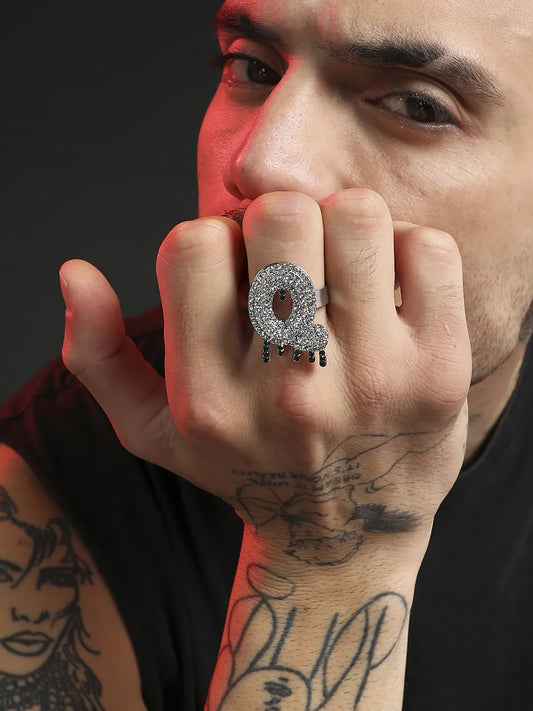 Bling Q Alphabet Ring - Silver