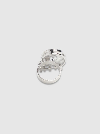 Mens-Bling-Q-Alphabet-Ring-Silver