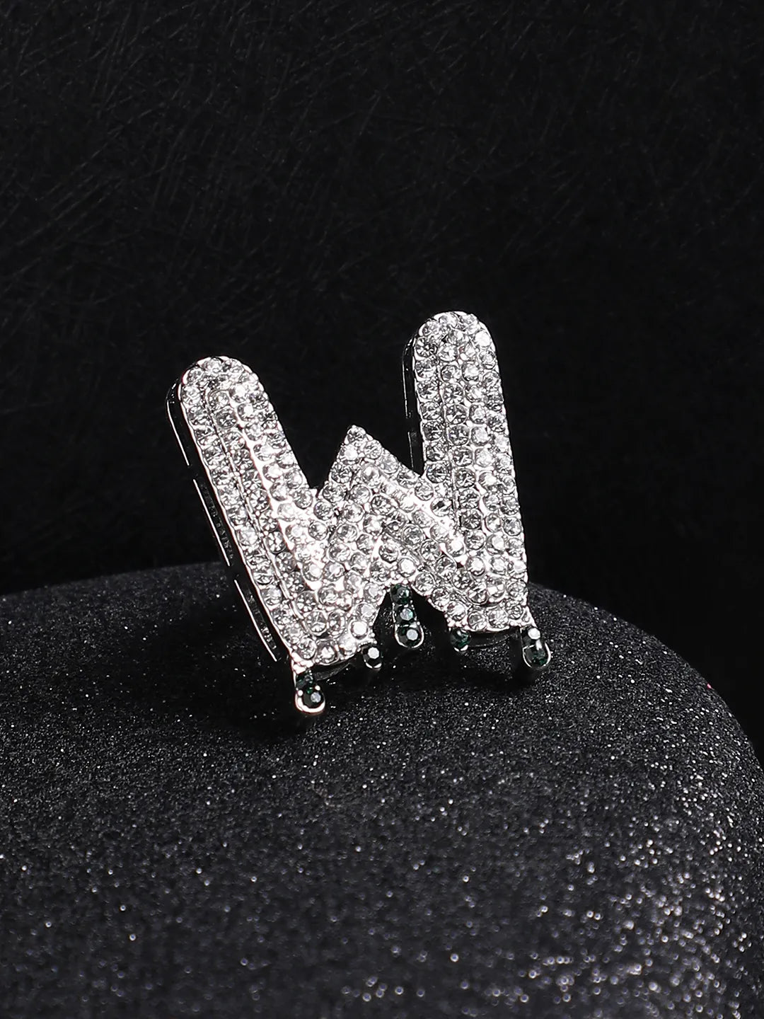 Bling W Alphabet Ring - Silver