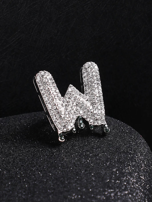 Bling W Alphabet Ring - Silver