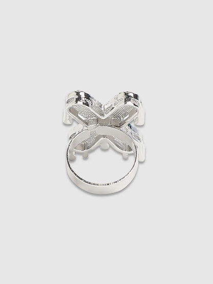 Mens-Bling-X-Alphabet-Ring-Silver