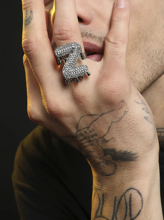 Bling Z Alphabet Ring - Silver