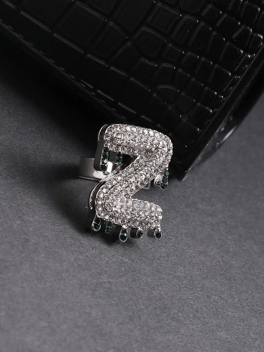 Bling Z Alphabet Ring - Silver