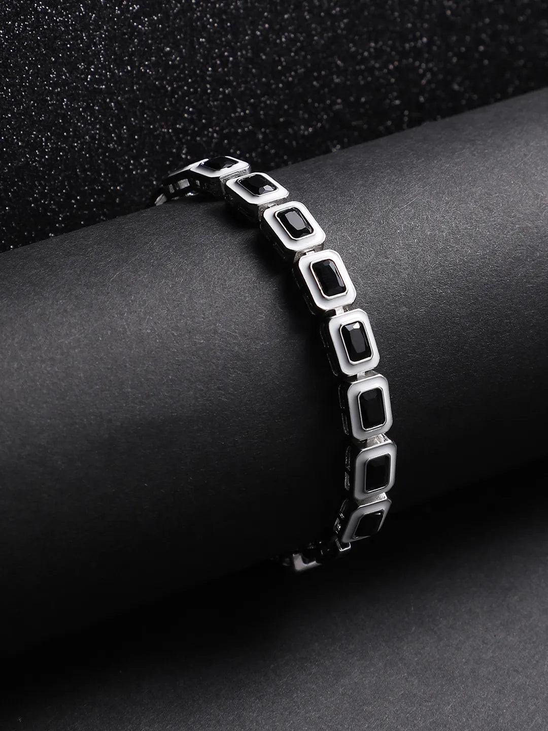 Contrast Enamel Tennis Bracelet - Black & White