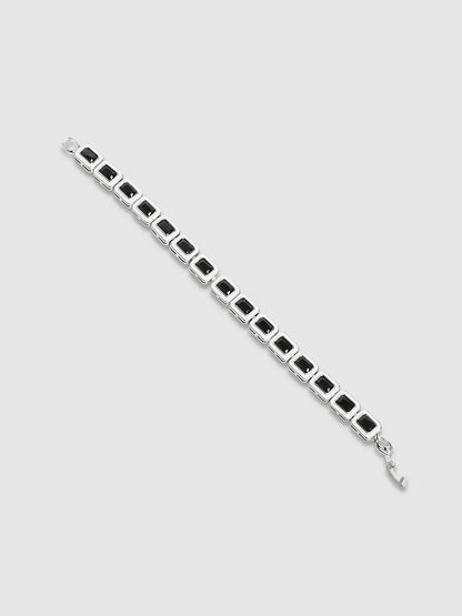 Contrast Enamel Tennis Bracelet - Black & White