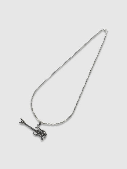 Demon Guitar Pendant with Chain - Silver