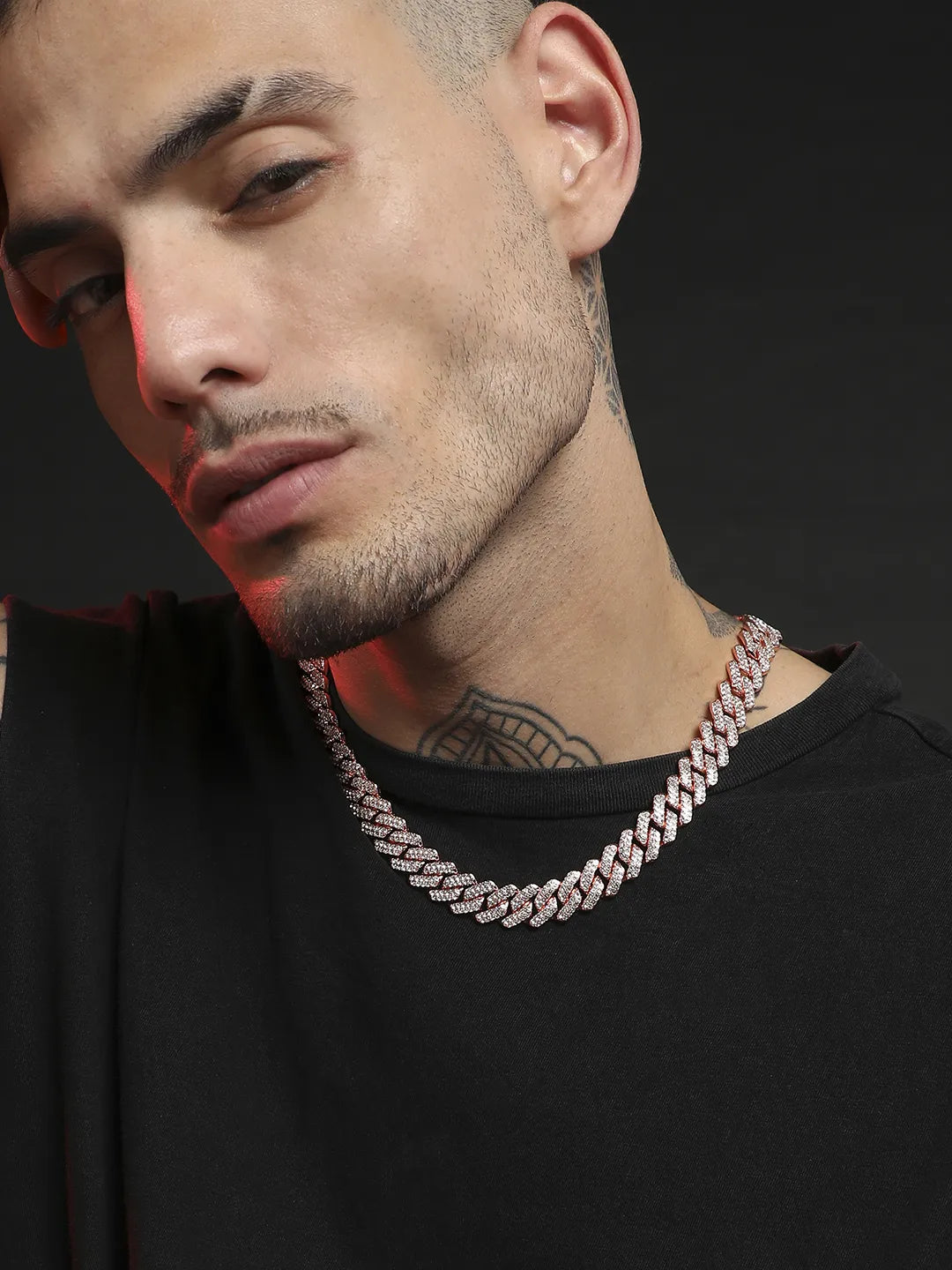 Embellished Criss-Cross Chain - Rose Gold