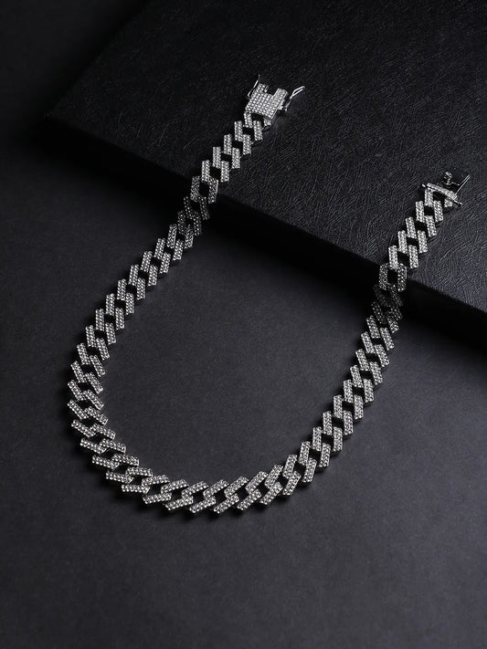 Embellished Criss-Cross Chain - Silver