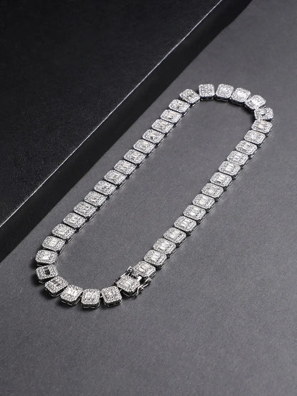 Geometric Bling Collar Chain - Silver